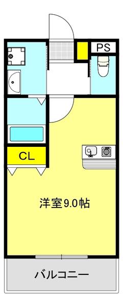 アクティ中本(1K/2階)の間取り写真