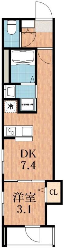 ハーモニーテラス鷹合(1DK/3階)の間取り写真