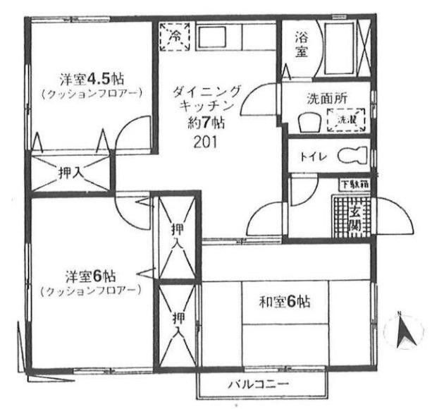 サンコート(3DK/2階)の間取り写真