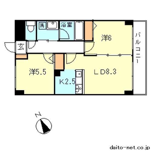 ハーベストヒルズ溝の口1(2LDK/4階)の間取り写真