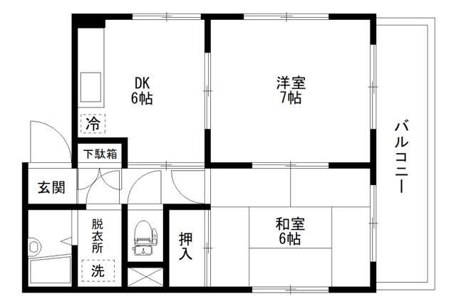 フォレストプラザ(2DK/1階)の間取り写真
