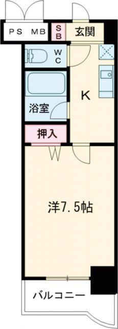 センチュリー曙 I(1K/2階)の間取り写真