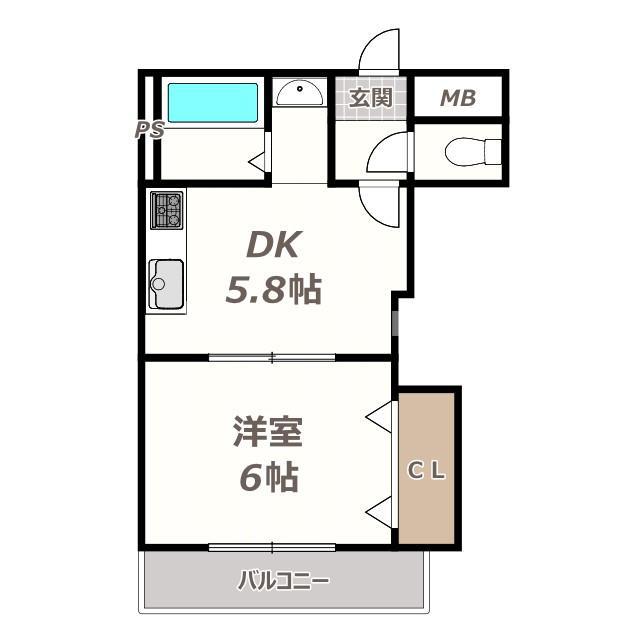 S.FIELD長居(1DK/3階)の間取り写真