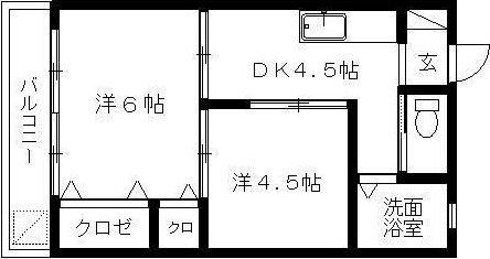 レジデンス伊藤(2K/1階)の間取り写真