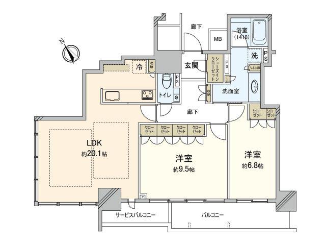 ザセントラルマークタワー(2LDK/14階)の間取り写真
