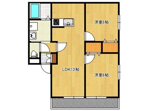サニーコート B(2LDK/2階)の間取り写真