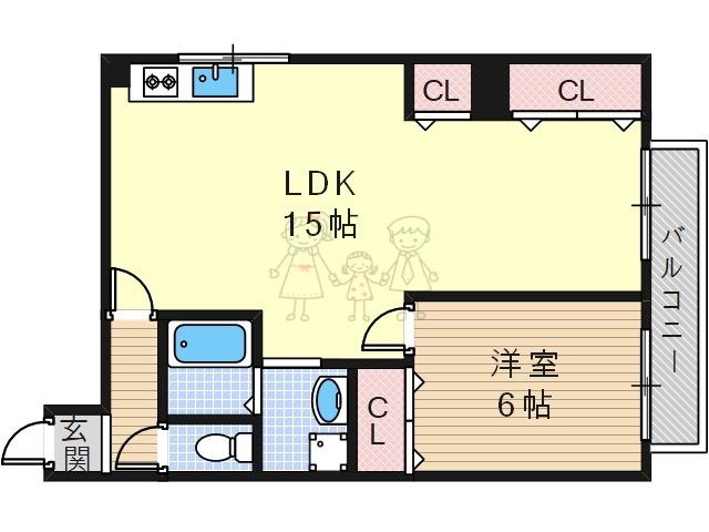 パルコートKUSAKA(1LDK/2階)の間取り写真