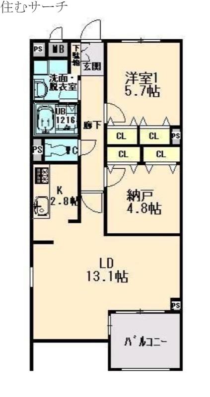 クオーレトラストI(2LDK/2階)の間取り写真