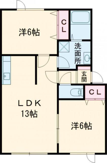 クロスIV(2LDK/1階)の間取り写真
