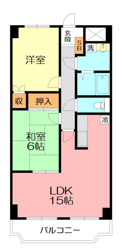 カサグランデ湘南(2LDK/7階)の間取り写真