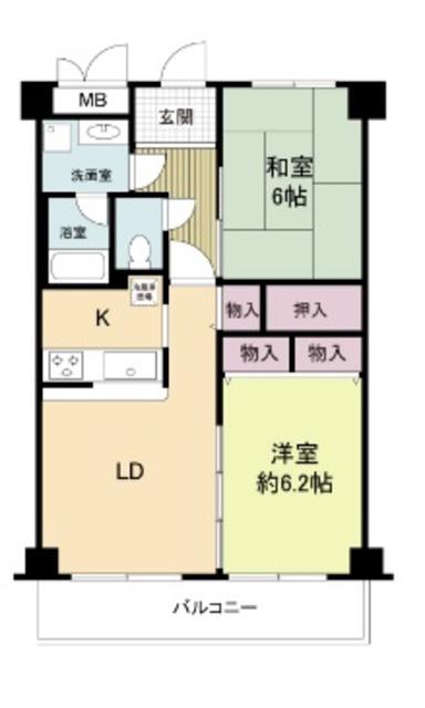 エトワール喜連(2LDK/4階)の間取り写真