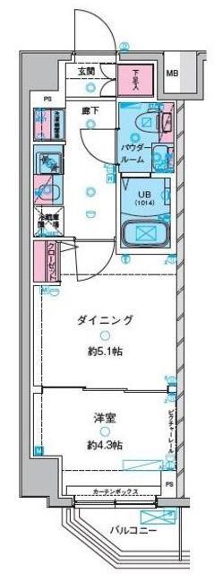 ガリシア中野新井薬師(1DK/4階)の間取り写真
