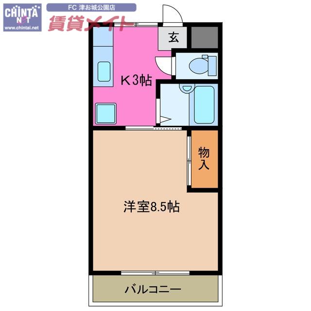 ジョイフル(1K/2階)の間取り写真
