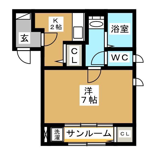 ベルーナ(ワンルーム/2階)の間取り写真