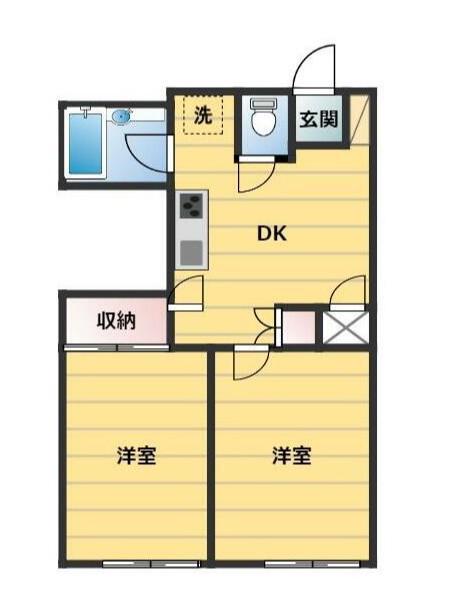 セントラル経堂(2DK/2階)の間取り写真