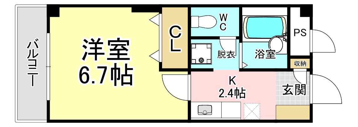 マリッチ三ヶ森(1K/2階)の間取り写真