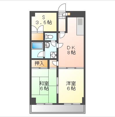 上杉第3ビル野田(2SDK/4階)の間取り写真