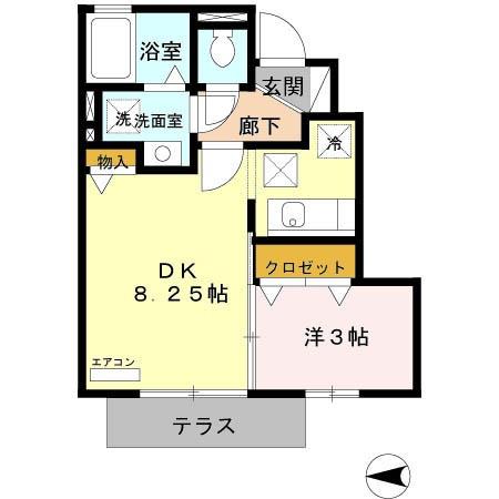T´S ウエスト(1LDK/1階)の間取り写真