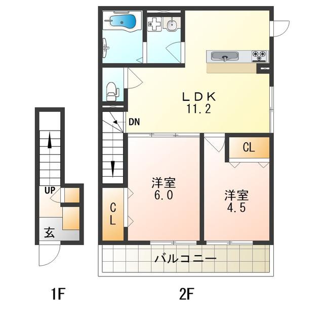DSフォレストII(2LDK/2階)の間取り写真