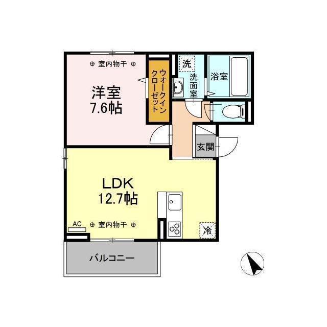 D-ROOM メイプルツリーハイツ(1LDK/2階)の間取り写真
