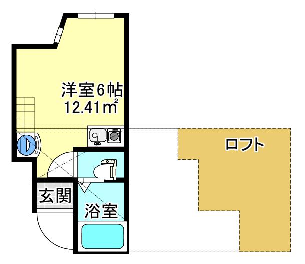 ユナイト渡田新町アプリコット(ワンルーム/2階)の間取り写真