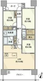 レゾンシティ刈谷銀座(3LDK/12階)の間取り写真