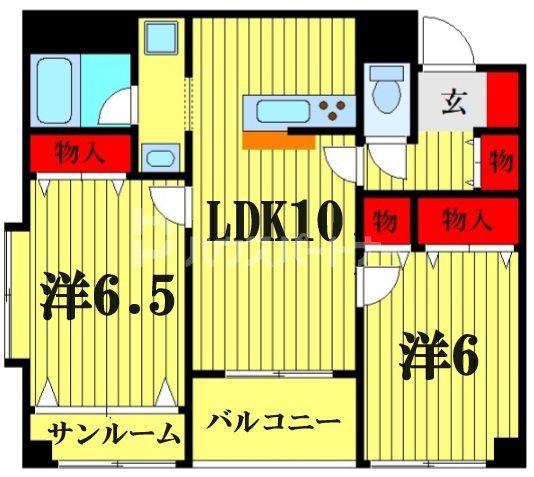 カスタム南葛西(2LDK/3階)の間取り写真