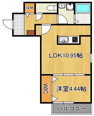 グランドプレミアム三萩野(1LDK/3階)の間取り写真