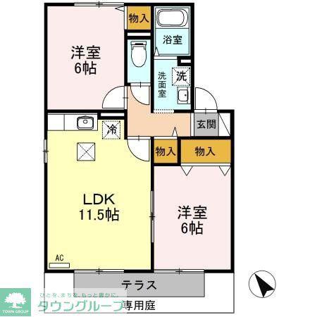 ファミールA/B(2LDK/1階)の間取り写真