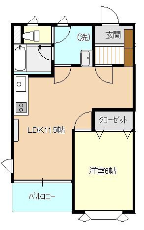 コーポしろいいえ(1LDK/2階)の間取り写真