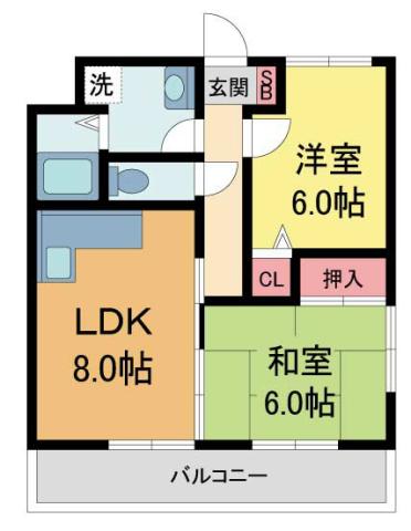 グッドヴィレッジ2番館(2DK/3階)の間取り写真