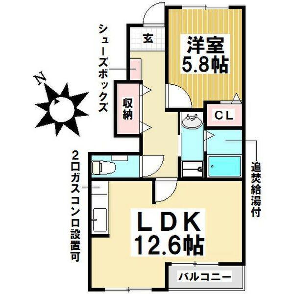 ココルーラル(1LDK/1階)の間取り写真