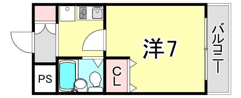 リアライズ逆瀬川(ワンルーム/2階)の間取り写真