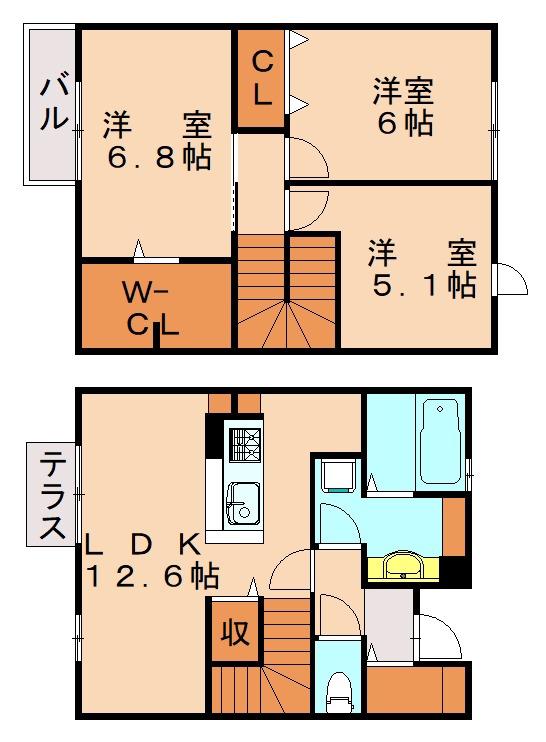 ルナ セジュール A棟(3LDK/1階)の間取り写真