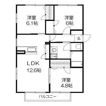 サリュコパン(3LDK/1階)の間取り写真