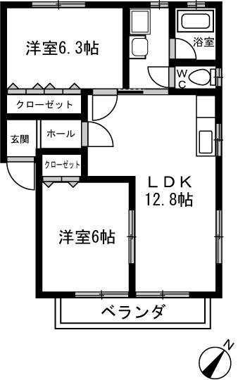メゾンけやき(2LDK/2階)の間取り写真