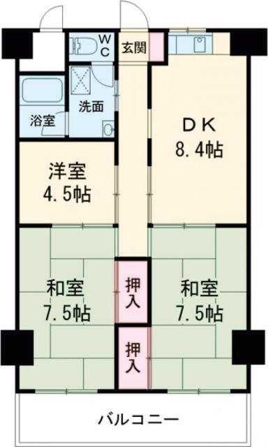 ラフェスタ加西(3LDK/9階)の間取り写真