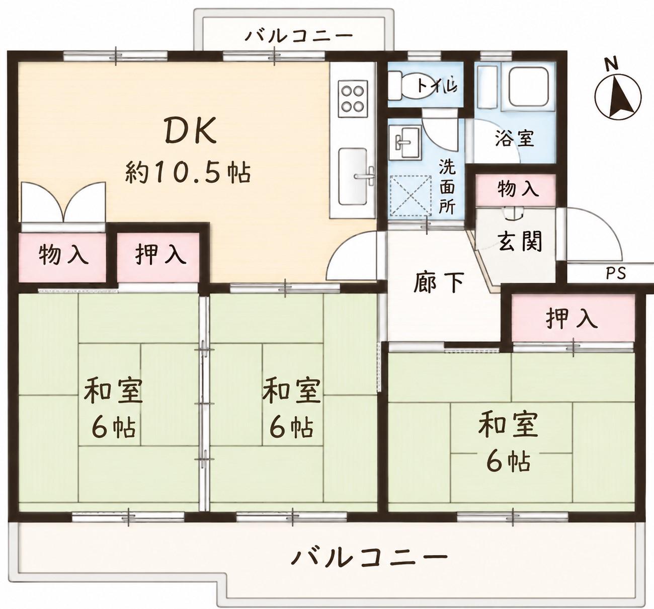 保津川第22号棟(3LDK/5階)の間取り写真