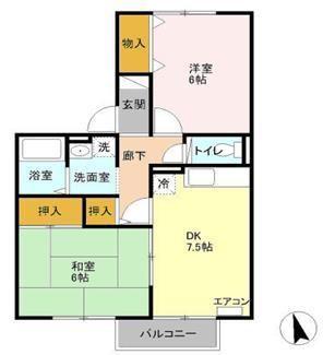 ドミールエム弐番館(2DK/2階)の間取り写真