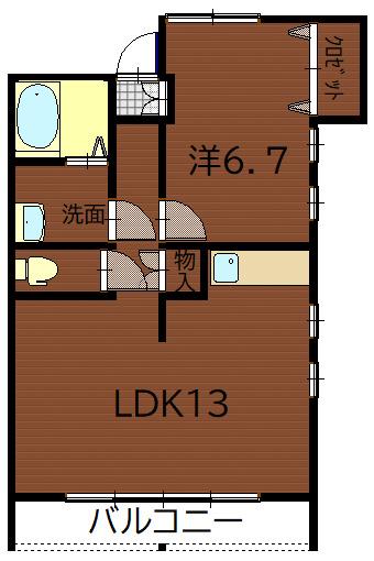 コーポ ジン(1LDK/2階)の間取り写真