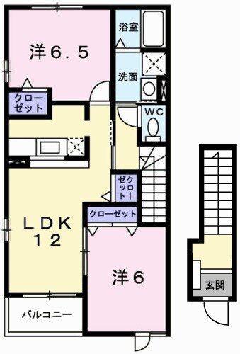 ベル アンジュI(2LDK/2階)の間取り写真