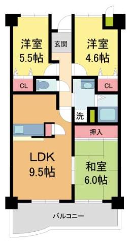 グレース門戸荘(3DK/2階)の間取り写真