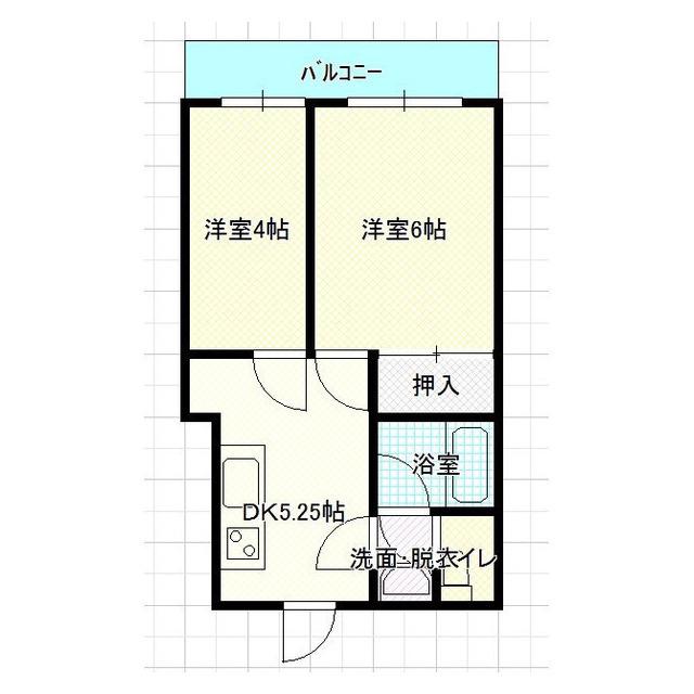 ブルーベイHONJO3(2DK/4階)の間取り写真