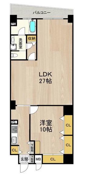 ルラーシェ難波(1LDK/12階)の間取り写真