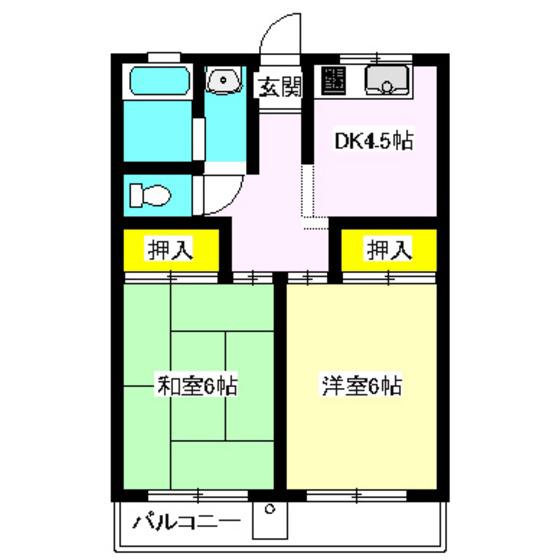 コスモハイツ(2DK/2階)の間取り写真