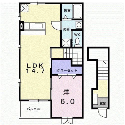 クレールMK(1LDK/2階)の間取り写真