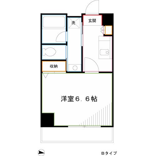 シャルマン三鷹(1K/6階)の間取り写真