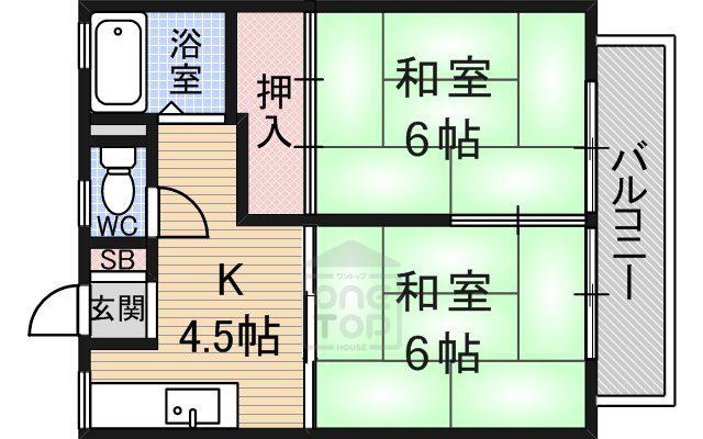 スカイハイツ(2K/1階)の間取り写真