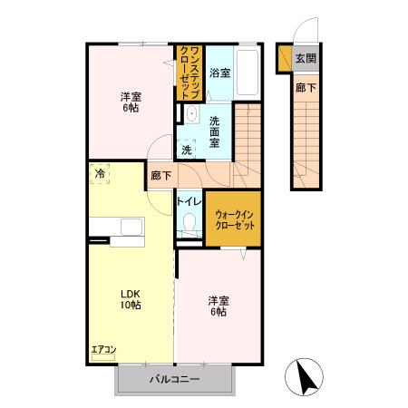 サンモール町田Ⅲ(2LDK/2階)の間取り写真