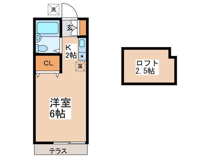 JR青梅線 中神駅 徒歩7分 2階建 築36年(1K/1階)の間取り写真